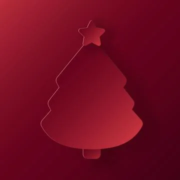Vector red christmas paper cut 3d tree pendant Иллюстрация