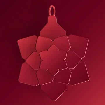 Vector red christmas paper cut 3d snow flake pendant Ilustración de archivo