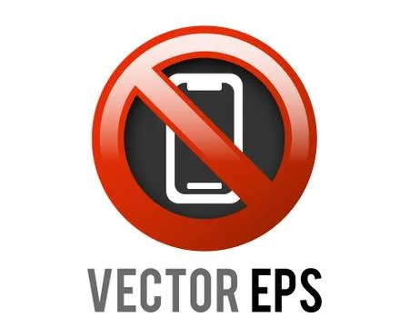 Vector red circle restricted icon with mobile phone and red stroke Stock Illustration