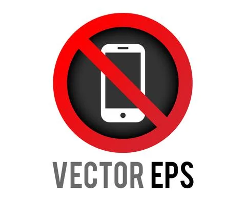 Vector red circle restricted icon with mobile phone and red stroke Stock Illustration