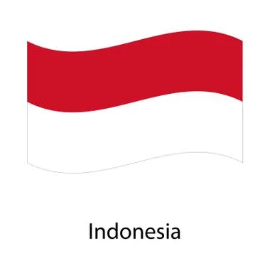 Vector red color Flat design, Illustration of Indonesia Icons, flag, and land Stock Illustration