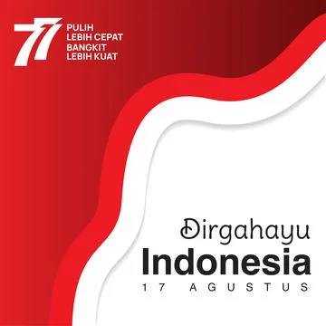 Vector red color Flat design, Illustration of flag for banner. 17th August In Stock Illustration