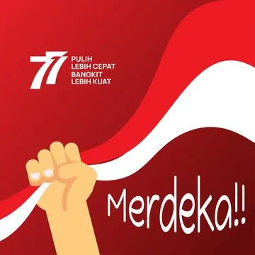 Vector red color Flat design, Illustration of flag for banner. 17th August In Stock Illustration