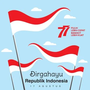 Vector red color Flat design, Illustration of flag for banner. 17th August In Stock Illustration