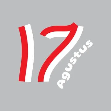 Vector red color Flat design, Illustration of flag for banner. 17th August In Illustrazione stock