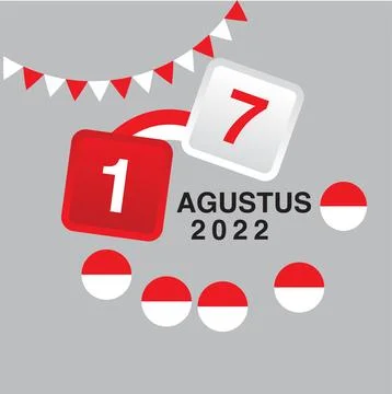 Vector red color Flat design, Illustration of flag for banner. 17th August In Stock Illustration