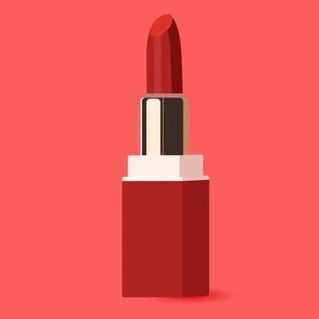Vector red colour lipstick isolated with highlights Stock Illustration
