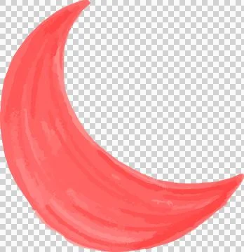 Vector red crescent brushstroke is showing painterly texture on transparent Stock Illustration