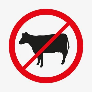 Vector red crossed circle with cow symbol Stock Illustration