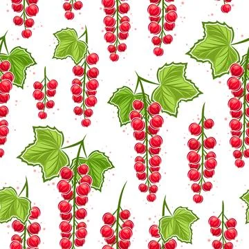 Vector Red Currant Branches seamless pattern Stock Illustration
