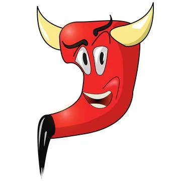 Vector red devil with raised eyebrow isolated on white background 스톡 일러스트