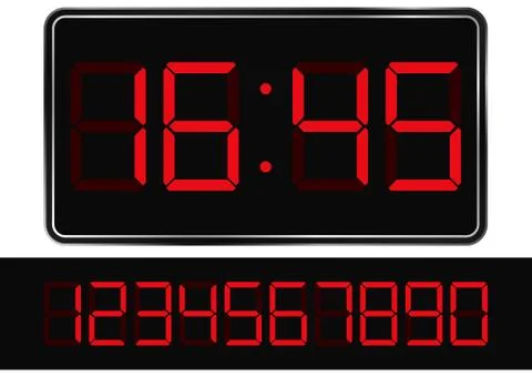 Vector red digital clock Illustrazione stock