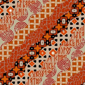 Vector red ethnic tribal pattern. Seamless art image. Stock Illustration