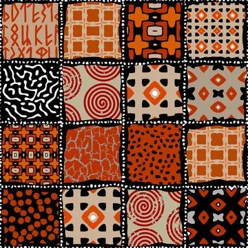 Vector red ethnic tribal pattern. Seamless art image. Illustrazione stock