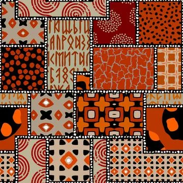 Vector red ethnic tribal pattern. Seamless art image. イラスト素材
