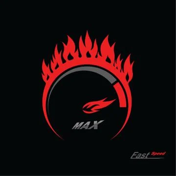 Vector red fire speedometer scale イラスト素材