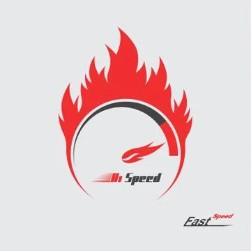 Vector red fire speedometer scale イラスト素材