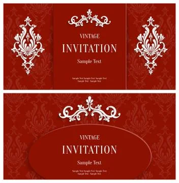 Vector Red Floral 3d Background. Template for Christmas and Invitation Cards Stock Illustration