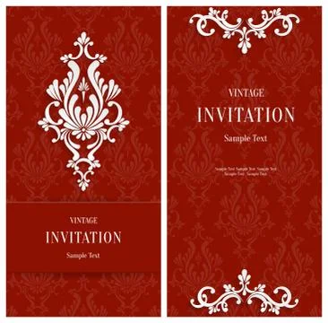 Vector Red Floral 3d Background. Template for Christmas or Invitation Cards Stock Illustration