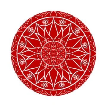 Vector Red Flower mandala over white Stock Illustration