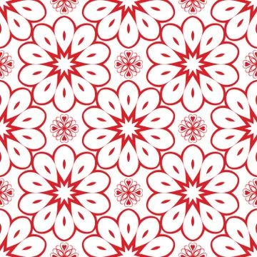 Vector Red Flower Seamless Pattern for Background Stock Illustration