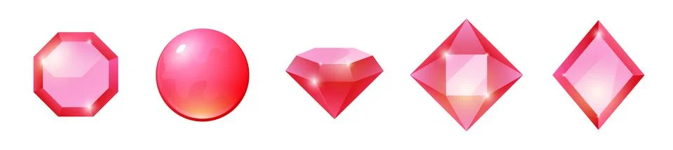 Vector red gem emerald illustration jewel sapphire design diamond ruby. Cartoon Stock Illustration