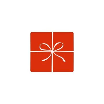 Vector red gift box icon in flat color style. Holiday Christmas birthday part Stock-Illustration