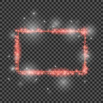 Vector red glitter frame with lights effects. Good for Christmas holiday. 2018 Stock Illustration
