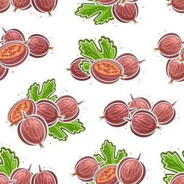 Vector Red Gooseberry seamless pattern Stock Illustration