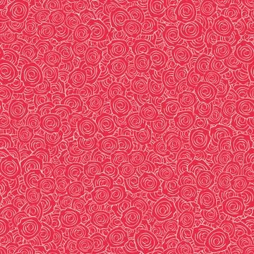 Vector Red Handdrawn Roses Seamless Pattern Stock Illustration