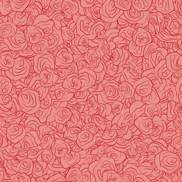 Vector Red Handdrawn Roses Seamless Pattern Stock Illustration