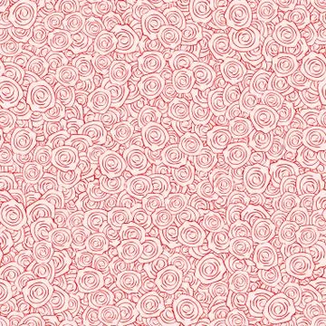 Vector Red Handdrawn Roses Seamless Pattern Stock Illustration