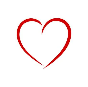 Vector red heart drawing silhouette outline love symbol isolated on white Illustrazione stock