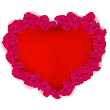 Vector Red heart edged with red roses.EPS 10 Illustration