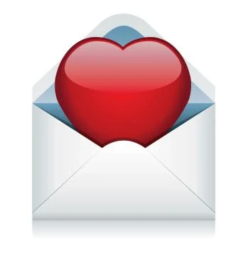 Vector red heart in the envelope Stock Illustration
