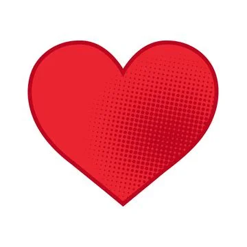 Vector red heart icon with color halftone. Heart icon in pop art style Illustrazione stock