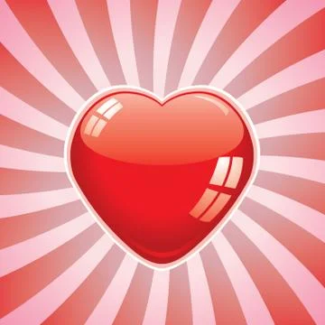 Vector red heart on retro background Stock Illustration