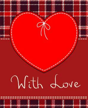 Vector red heart textile label Stock Illustration