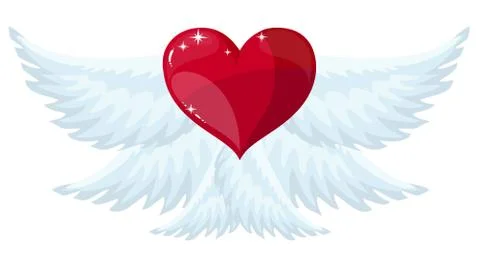 Vector red heart with wings Stock Illustration