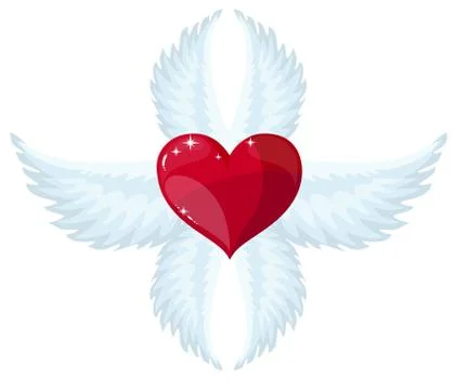 Vector red heart with wings. Stock Illustration