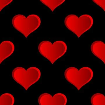 Vector Red Hearts Seamless Pattern. Stock Illustration