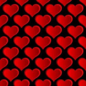 Vector Red Hearts Seamless Pattern. Stock Illustration