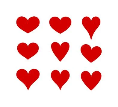 Vector red icons hearts drawing silhouette love symbol isolated on white Illustrazione stock