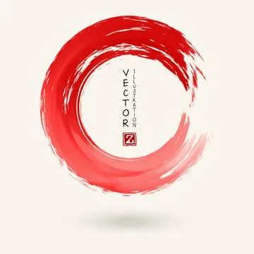 Vector red ink round stroke Stock Illustration