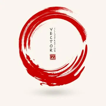 Vector red ink round stroke Stock Illustration