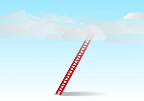 Vector : Red ladder with cloud with business concept Stock Illustration