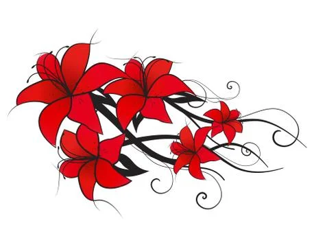 Vector red lily Stock Illustration