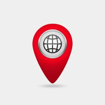 Vector red location world icon Stock Illustration