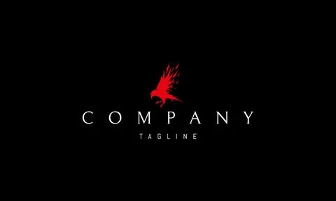 A vector red logo with an abstract image of a raven in a dark mystical style. Stock Illustration
