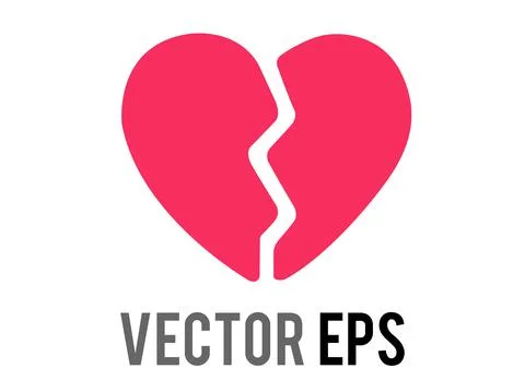 Vector red love heart broken in two icon, breaking heart, brokenhearted Stock Illustration